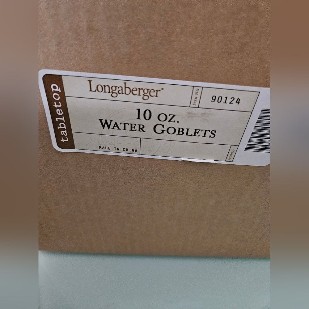 Longaberger 10 Oz Water Goblets Set of FOUR